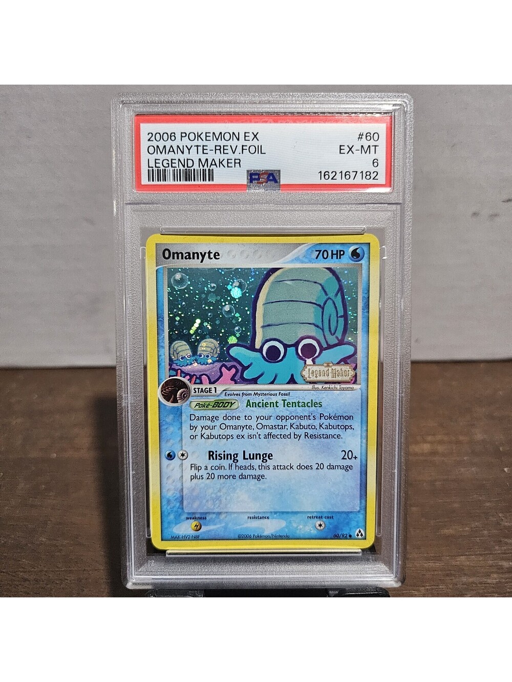 2006 POKEMON EX LEGEND MAKER #60 OMANYTE-REVERSE FOIL PSA 6